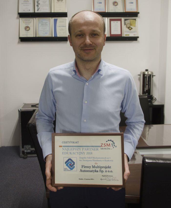 Najlepszy Partner Edukacyjny 2018 - zdjęcie dyplomu