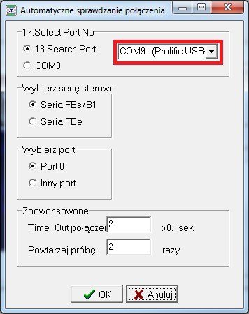połączenie ze sterownikiem
