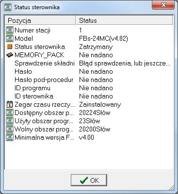 połączenie ze sterownikiem