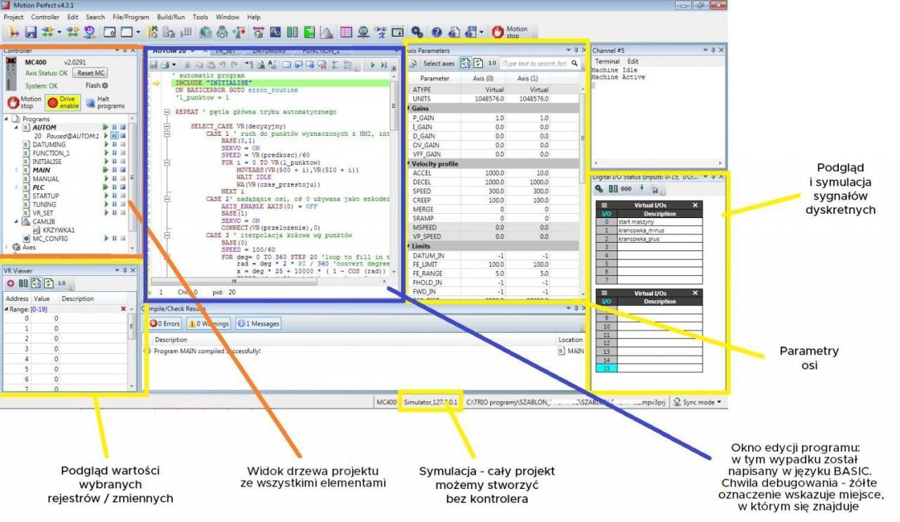 Łatwy w obsłudze, intuicyjny interfejs programu Motion Perfect
