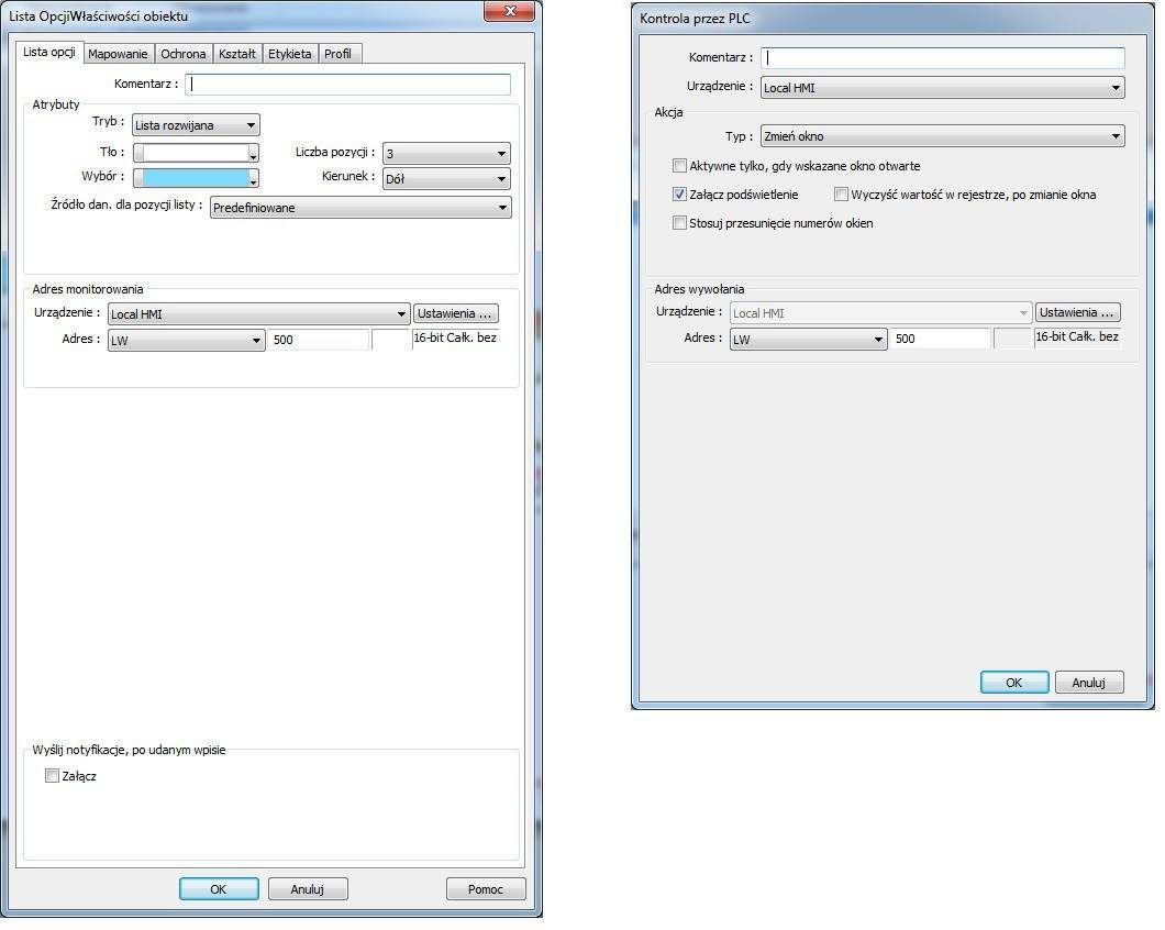 tworzenie receptur w panelu HMI