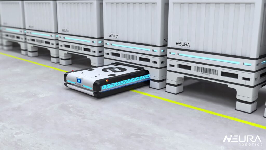 Neura-robotics-MAV-picking-up-pallet-AMR-autonomous-mobile-robot